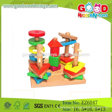 Venta caliente bloque de madera de bloque geométrico, juguete de clasificación de tablero, los niños de madera forma bloque